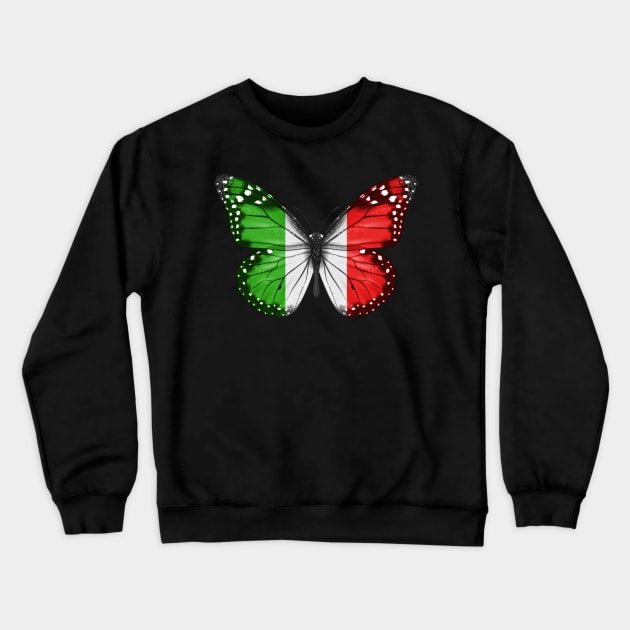 Italian Flag  Butterfly - Gift for Italian From Italy Crewneck Sweatshirt by Country Flags